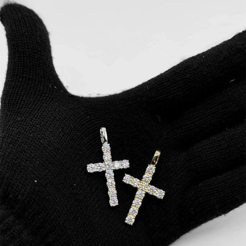 Moissanite Cross Pendant Necklace